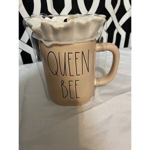Rae Dunn‎ Queen Bee Mug with Topper Lid Ceramic Coffee Tea Cup NEW